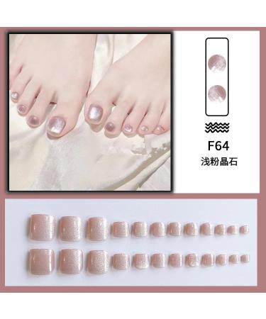 24Pcs Summer Pink Crystal Cat's Eye False Nails Acrylic Fake Nails Full Cover Nails Tips Artificial Finger Manicure Press on nails for Women and Girls - Buy Online on GoSupps.com