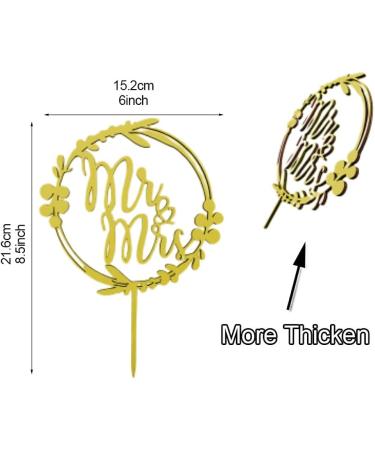 Wooden Wedding Cake Topper Flowers Mr Mrs Wedding Cake Topper for Wedding Party Cake Decorations Party Supplies - Buy Online on GoSupps.com