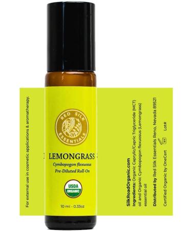 Organic Lemongrass Essential Oil Roll On - 100% Pure USDA Certified for Pain Relief, Skin Health & Stress - 10ml - Buy Online on GoSupps.com