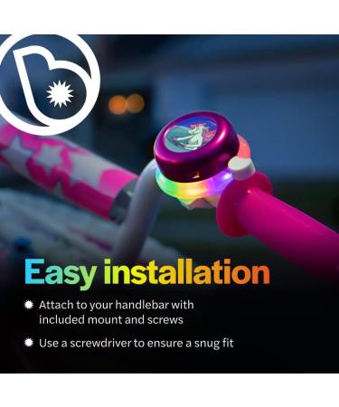 Brightz LED Light Up Bike Bell with Clear Ring Sound - Twinkling Rainbow Color LED Ring Light - Space Pink Bicycle Accessory for Kids and Adults - Buy Online on GoSupps.com