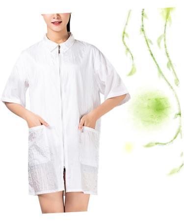 IWOWHERO Hairdresser Uniform Salon Gowns for Women Haircut Smock Stylists Salon Smocks Women s Overalls Haircutting Apron Hair Color Shampoo Salon Barber Cape Work Jacket Robe Zipper White 83X63cm - Buy Online on GoSupps.com