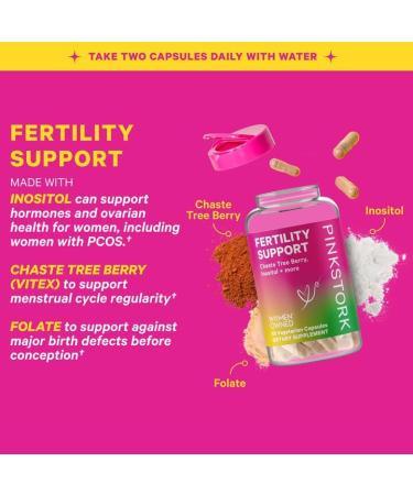 Pink Stork Fertility Supplement for Women - Hormone Balance & Probiotic Support for Conception - Vitamins Inositol, Ashwagandha, Vitex, Folate - 1 Month Supply - Buy Online on GoSupps.com