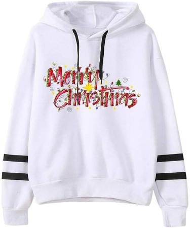 Bigfanshu Women's Tops Fashion Christmas Sweater Print Hooded Round Collar Long Sleeves - Buy Online on GoSupps.com