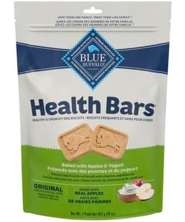 Blue Buffalo Health Bars Natural Crunchy Dog Treats Biscuits Apple & Yogurt 16-oz Bag