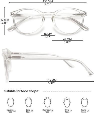 Koosufa Anti-Blue Light Reading Glasses for Men & Women - Spring Hinge Round Design Anti-Fatigue Visual Aid (1.0 to 4.0 Strengths) - Buy Online on GoSupps.com