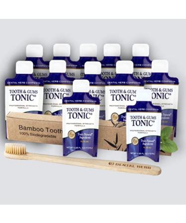 Dental Herb Company - Tonic Traveler - Single Use Tonic Mouthwash (12 Pack) with Bamboo Toothbrush