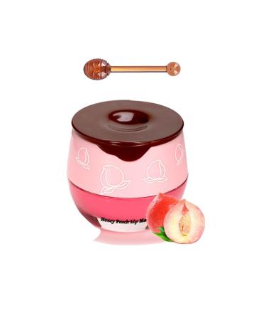 Honey Lip Balm Lip Balm for Lip Care, Overnight Lip Mask, Lip Mask, Bee Natural Lip Balm to Lighten Lip Lines, Bee Lip Balm Honey Pot (Peach)