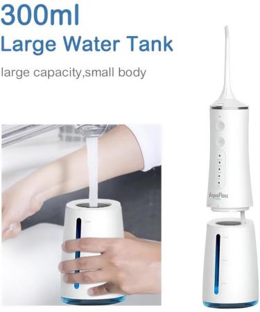Water Dental Flosser - Portable Cordless Oral Irrigator with 300ml Tank | Rechargeable Electric Tooth Cleaner IPX7 Waterproof - Travel Essential BV609 (White - Buy Online on GoSupps.com