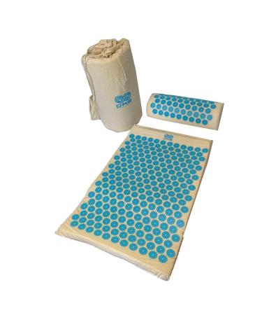 OR8 Wellness Acupressure Mat & Pillow Set for Pain Relief Stress Relief and Relaxation Therapy for Back and Neck Pain Massage Mat with Carry Bag Blue