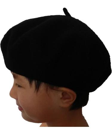 JOYHY Kids Classic French Style Beret Beanie Hat in Black - Unisex Kids Solid Color Hat - Buy Online on GoSupps.com
