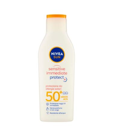 NIVEA SUN NIVEA SUN Sensitive Immediate Protect FP50+ Sunscreen 200 ml Bottle Sun Milk with Aloe Vera and Antioxidants Sun Protection Against Sunscreen Allergy