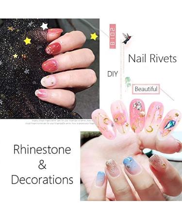 6 Boxes Gold Metal Nail Studs Charms Accessories for Women - 3D Punk Star Moon Heart Triangle Square Rivet Gems Nail Art Jewels Decal - Fingernails & Toenails Decorations - Buy Online on GoSupps.com