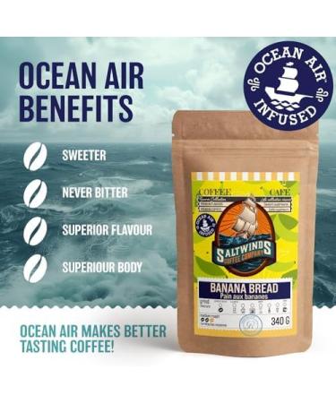 Banana Bread Ground Coffee by Saltwinds Coffee Company (340g) | Medium Roast Coffee Ground 100% Arabica Low Acid Coffee | Delicious Flavoured Coffee Freshly Roasted in the Maritimes Banana Bread (Ground) 340 g (Pack of 1) - Buy Online on GoSupps.com