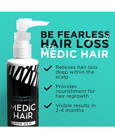 Medic Hair for Men 90ml - DHT Blocking Saw Palmetto & Ginseng Extract - Natural Hair Growth Solution | 3.04 fl oz - Buy Online on GoSupps.com