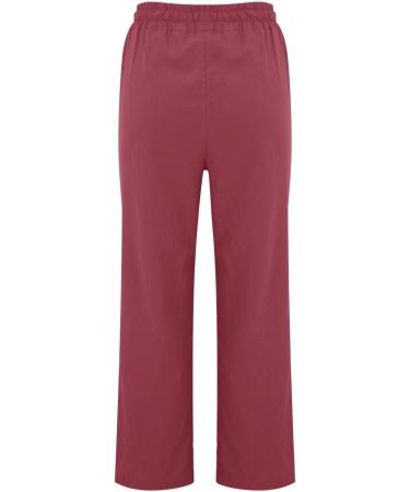 Shop Iooppek Women's Red Linen Trousers - Comfortable Elastic Waist & Cord Strain - Sizes Up to 3XL - Buy Online on GoSupps.com