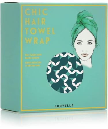 Buy Louvelle Riva Luxury Hair Towel Wrap - Stylish Anti-Frizz Super Absorbent Turban for All Hair Types | Emerald Geo | International Shipping Available - Buy Online on GoSupps.com