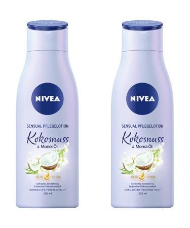 Nivea body sensual care lotion coconut & monoi oil in 2 pack (1 x 200 ml) fast-picking body lotion with coconut fragrance body cream for 24h moisture 200 ml (2-pack)