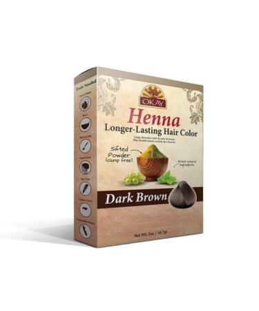 Okay Longer Lasting Henna Color, Dark Brown, 2 oz Dark Brown 2 Ounce (Pack of 1)