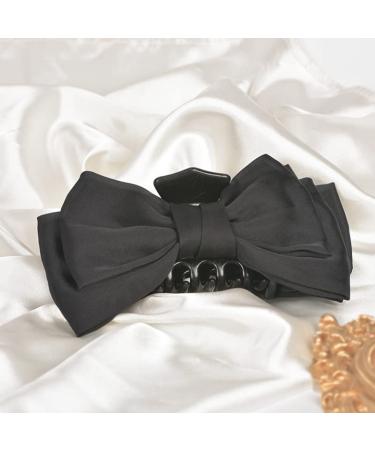 Large Black Satin Bow Hair Claw Clips - Stylish Hair Accessories for Women and Girls - Buy Online on GoSupps.com