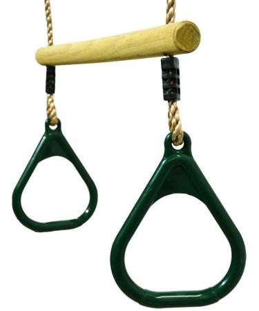 HUAWELL Wooden Trapeze with Plastic Gym Rings - 2 in 1 Swing Set for Kids - Green - Buy Online on GoSupps.com