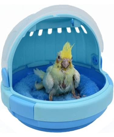 Portable Bird Carrier with Handle - Lightweight & Transparent Parrot Suitcase for Parakeet, Macaw, Cockatiels - Breathable Warm Nest Bed - Blue - Buy Online on GoSupps.com