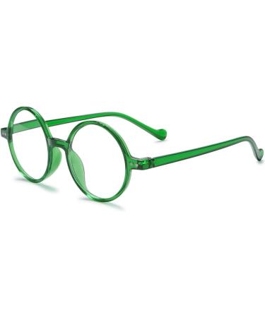 Koosufa Round Reading Glasses with Blue Light Filter for Men & Women - TR90 Retro Full-Rim Anti-Fatigue Visual Aid in Transparent Green (Strengths 0.0 to 4.0) - Buy Online on GoSupps.com