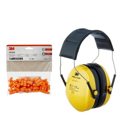 3M hearing protection plug 1100 with soft foam for high hearing protection (SNR: 37 dB) 30 pairs & 3m Peltor Optimical I capsule listening H510A with soft upholstery SNR: 27 dB yellow 1- Pack 31-part set 30 pair (60 pairsPiece) bundle with capsulehear pro
