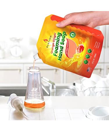 Bastion Antibacterial Foaming Hand Soap - Orange Ginger 32oz Refill Pouch - Buy Online on GoSupps.com