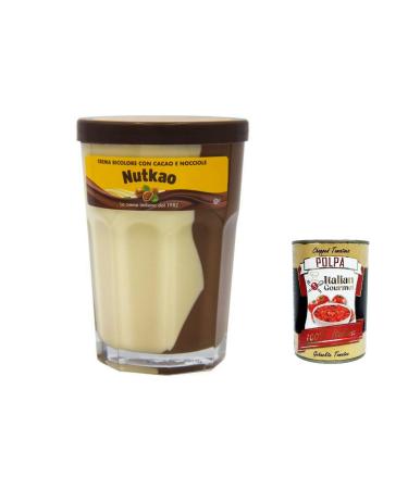 Italian Gourmet E.R. Nutkao Two-Tone Cocoa Hazelnut and Vanilla Cream Set of 3 Spreadable Cocoa Hazelnut and Vanilla Creams 400g + Italian Gourmet Polpa 400g