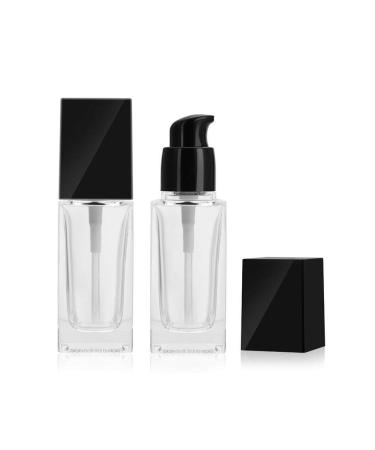 x 30 ml transparent glass bottles with black lid