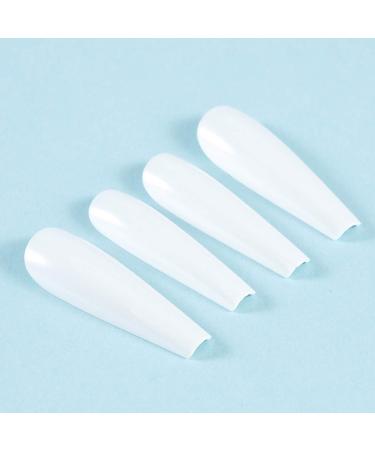Handcess 24-Piece Long White Ballerina Press-On Nails | Shiny Stick-On False Nails for Women & Girls - International Shipping! - Buy Online on GoSupps.com