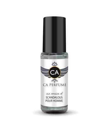 CA Perfume Impression of RojDor Scandalous Pour Homme For Men Replica Fragrance Body Oil Dupes Alcohol-Free Essential Sample Travel Size Concentrated Long Lasting Roll-On 0.14 Fl Oz/4ml-X1