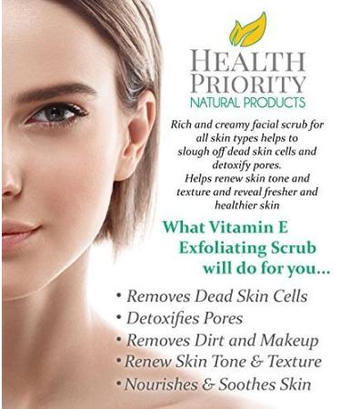 Organic Vitamin E Exfoliating Facial Scrub with Jojoba Pearls - Gentle Exfoliator for Sensitive Skin & Acne - 2 Fl Oz - Buy Online on GoSupps.com