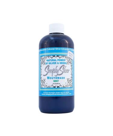 Simply Silver Mouthwash Mint Flavor- All Natural Colloidal Silver Mouthwash with Patent Pending Formula  Alcohol  Fluoride  and BPA Free  16 Fl Oz