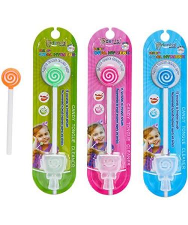 Kids Tongue Scraper or Cleaner Set  Pack of 4 BPA-Free Plastic Dental Scrapers Helps Freshen Bad Breath, Remove Gunk  Multicolored with Easy-to-Grasp Handles and Brush Covers by 55Dental, Ages 2+