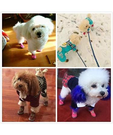 Pihappy Warm Winter Dog Boots XS Pink - Skidproof Snowman Paw Protectors 4PCS - Buy Online on GoSupps.com