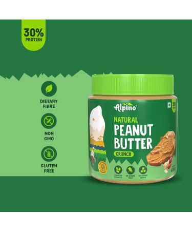 ALPINO Natural Peanut Butter Crunch 800g - 100% Roasted Peanuts - 30g Protein No Added Sugar & Salt Gluten Free Vegan Plant Based Unsweetened Peanut Butter Crunchy 400g Pack of 2 - Buy Online on GoSupps.com