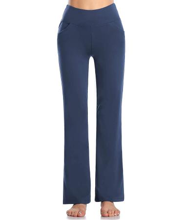 COJCOIHN Women's Bootcut Yoga Pants | Buttery Soft Fabric | Tummy Control & 4 Pockets | Navy, Medium - Buy Online on GoSupps.com