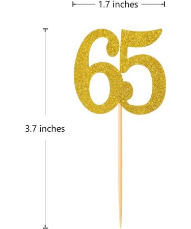 Donoter 50pcs 65th Cupcake Toppers Gold Glitter Number 65 Cake Picks for Birthday Anniversary Party Decoration - Buy Online on GoSupps.com