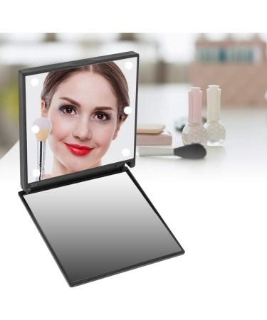 Folding LED Makeup Mirror Dimmable Design Pocket Size Scratch And Shock ABS + Glass LED Pocket Mirror Lady for Girl(black) - Buy Online on GoSupps.com