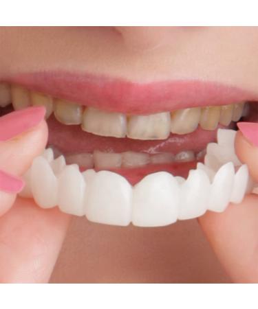 Brigtviee 2 couples false teeth veneers teeth for plug in immediately veneers cosmetic veneers teeth set at the top and bottom lightening dentures temporary prostheses teeth veneers