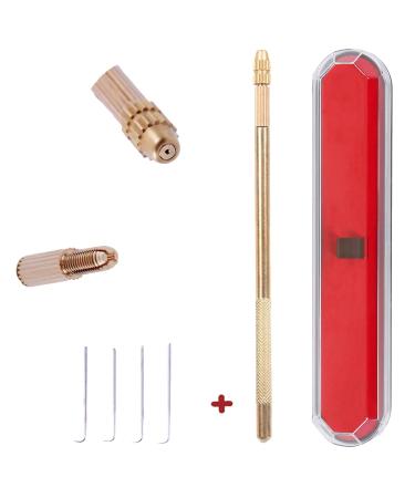 Ventilating Needle for Lace Wig - AliLeader Brass Ventilating Holder and 4 Different Size Stainless Steel Needles (1-1  1-2  2-3  3-4) for Make/Repair Lace Wig Needles Golden
