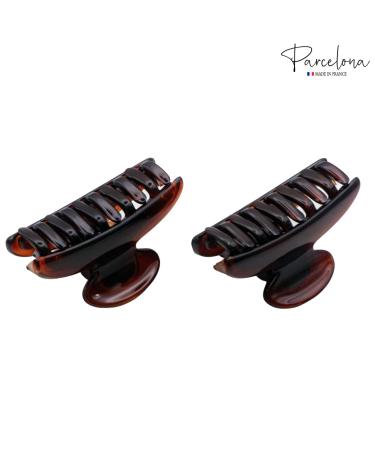 Parcelona French Glossy Oval Small Celluloid Hair Claw Set | No Slip Grip | Made in France | Tortoise Shell Brown - Buy Online on GoSupps.com