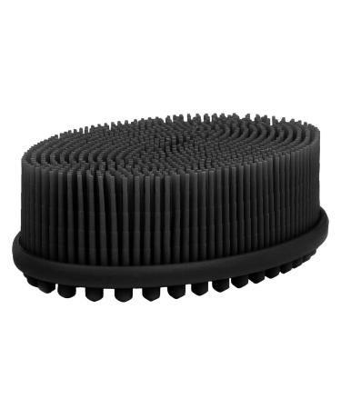 Silicone Body Scrubbers for use in Shower - Silicone Bath scrubbers for Women - Silicone Shower Scrubber for Body - Silicone Scrubber Body Exfoliator Scrubber for Skin - Mens Shower Scrubber (Black) Black Scrubber