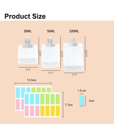 Ruayia Portable Travel Liquid Bags Transparent Set of 15 30ml/50ml/100ml Leakproof Squeeze Bags for Toiletries Lotion Cosmetic Jars - Buy Online on GoSupps.com
