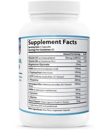 HARMONIFY GABA L-Theanine Supplements with Magnesium Glycinate, Ashwagandha, Same, 5-HTP and L-Tryptophan, 12 in 1 Supplements, 120 Capsules, 2000 mg - Buy Online on GoSupps.com