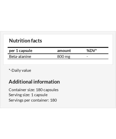 Buy Beta Alanine 800 mg - 180 Vegan Capsules | 6-Month Supply - Premium Amino Acid Supplement - MZ International Shipping - Buy Online on GoSupps.com