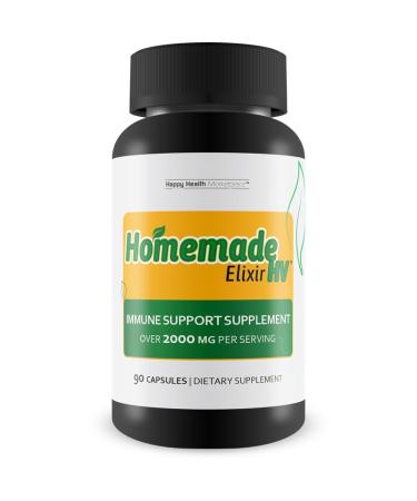 Happy Health Marketplace Homemade Elixir HV - Our Best Immune Support Supplement - Herbal Vitamin Immune Support Capsules - Our Best Immune Pills Nature Vitamin D Zinc C Best Herbs Vitamins