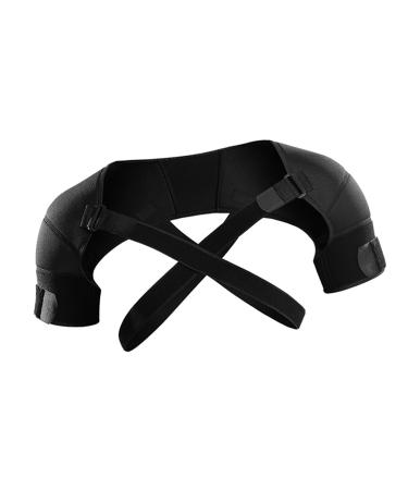 Adjustable Double Shoulder Support Brace Strap Wrap - Protector for Pain Relief | Black - Buy Online on GoSupps.com