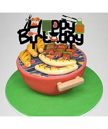 HAKPUOTR Barbecue Happy Birthday Cake Topper BBQ kebabs Happy Birthday Cake Topper for Kids Birthday Party Decoration Cooking/BBQ Theme Party Cake Decoration Acrylic - Buy Online on GoSupps.com